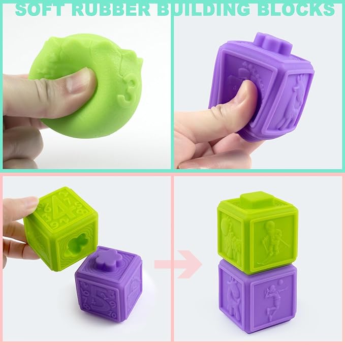 Stacking Blocks Toy for Baby 1-3 Years Preschool Educational Montessori Toys for Baby Gifts 1 2 3 Years Old