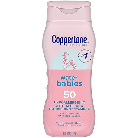 Coppertone WaterBabies Sunscreen Lotion SPF 50, 8 oz (Pack of 3)