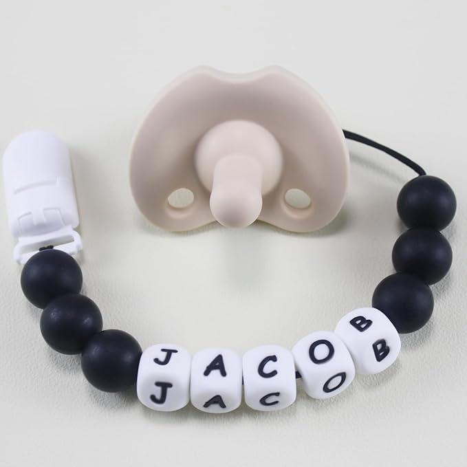 Personalized Pacifier Clip with Name, Customized Pacifier Holder Clip for Baby, Fit All Pacifiers