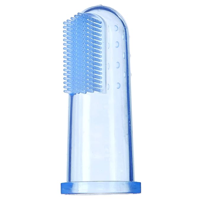 Brilliant Baby Finger Toothbrush w/Case, Age 3 Months Old and Up, Silicone Gum Massager Teether Brush for Babies and Toddlers, Blue