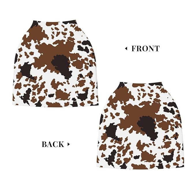 Brown Cow Print Baby Car Seat Covers, Cow Print Western Baby Stuff Multi-use Carseat Canopy for Boys and Girls Stretchy Infant Carseat Cover Shower Gifts