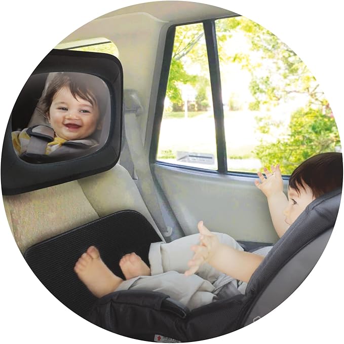 Nuby Shatterproof Rear Facing Backseat Baby Mirror, Black