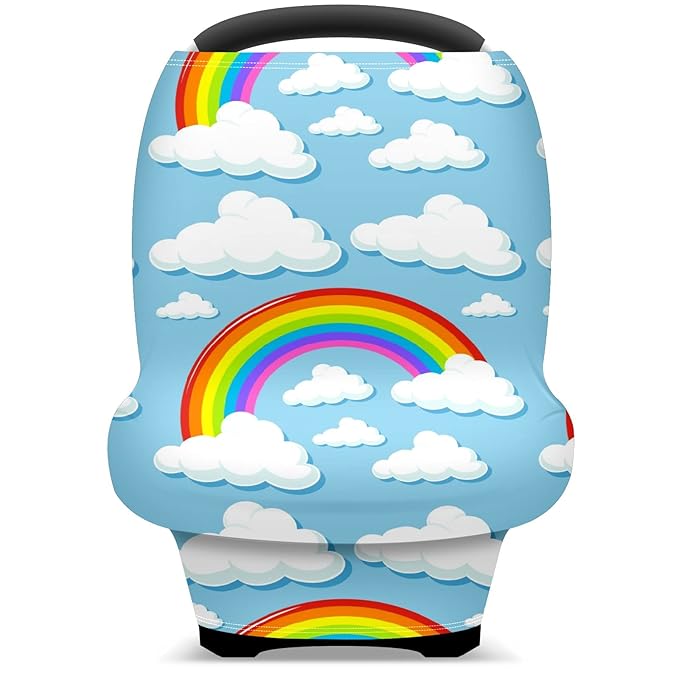 Baby Car Seat Stroller Covers Rainbow Clouds Nursing Cover Breastfeeding Scarf Soft Breathable Stretchy Coverage Carseat Canopy Cover for Boys and Girls Soft Breathable Multi Use
