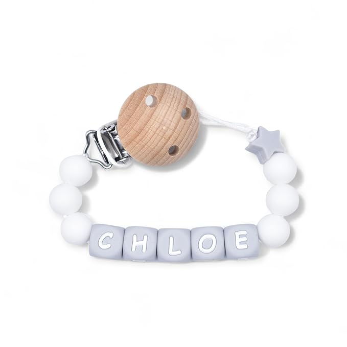 Personalized Silicone Pacifier Clip with Name Custom Name Stroller Clip Holder for Girls Boys