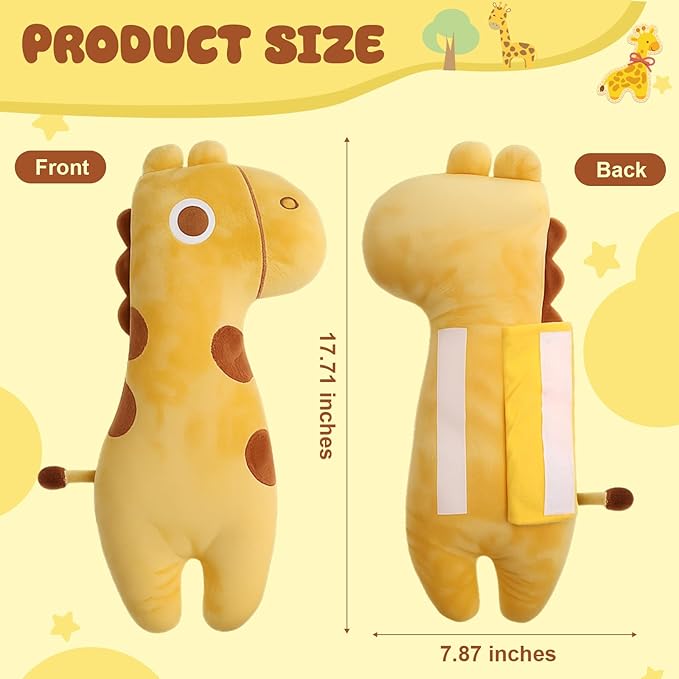 Lenwen 2 Pcs Seat Belt Pillow for Kids Cover for Boys Girls Seatbelt Cushion Pillow for Toddler Car Strap Covers for Travel Sleep Neck Head Support Pad (Yellow,Giraffe)