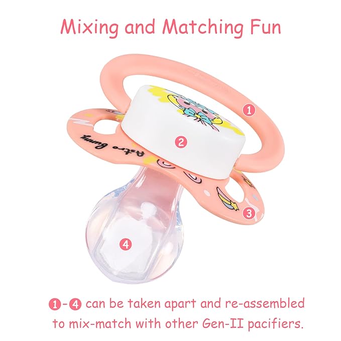 LittleForBig Bigshield Generation-II Adult Sized Pacifier Astro Babies Pink Bunny Pattern