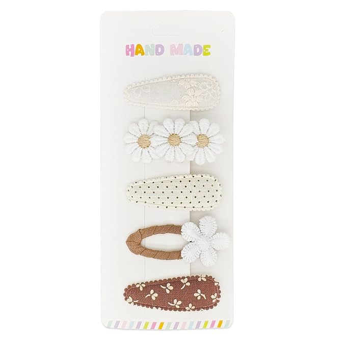 5 Pcs Baby Hair Clips Set - 4 Soft Snap Barrettes + 1 Duckbill Clip for Girls & Toddlers, Minimalist Non-Slip Hair Accessories (5 Styles Toddler Hair Clips)