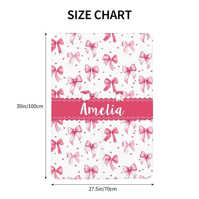 Personalised Baby Car Seat Cover with Name, Customized Bows Carseat Covers for Girls, Windproof Sun Protection Baby Carseat Canopy, Multi-use Nursing Breastfeeding Covers for Infant
