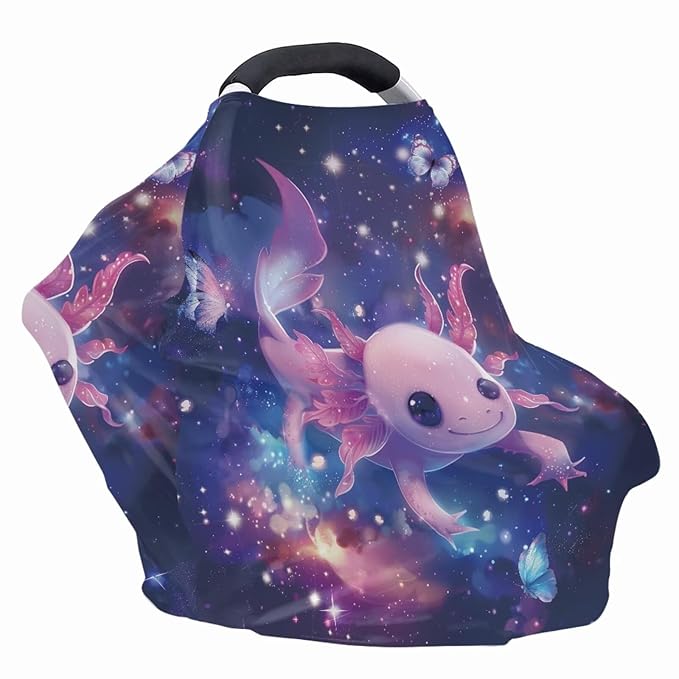 Axolotl Car Seat Covers for Babies, Galaxy Nursing Cover for Baby Infant,Carseat Canopy,Soft Breastfeeding Cove Baby Nursing Cover Easy to Install