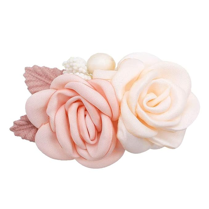 Flower Hair Clips Set for Baby Girl Lightweight Floral Hair Bow Accessories with Boutique Fully Lined Alligator Clip for Toddler Teens Gifts (AB)