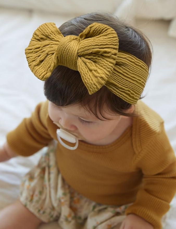Rust Baby Headbands Bows, Brown Nylon Headband Bow for Baby Girls Infant Head Wraps Newborn Toddler Unisex Gifts(03H-05)
