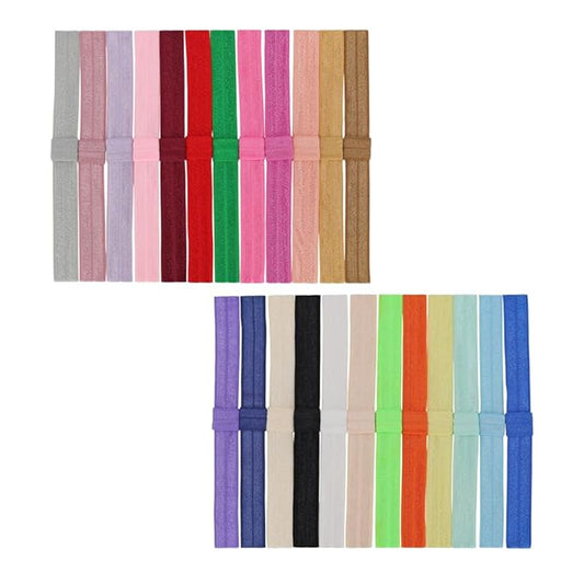 Jomila Pack of 24 Interchangeable Nylon Headbands for Newborn Toddler Baby Girls High Stretchy Add-A-Bow Elastic Head Bands (FOE 24 colors)