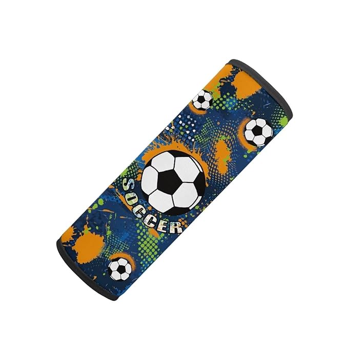 Biyejit Soccer Print Car Seat Belt Covers for Kids, 2 Packs Toddlers Seat Strap Covers, Soft Car Seat Straps Shoulder Pads Seat Belt Protectors for Boys