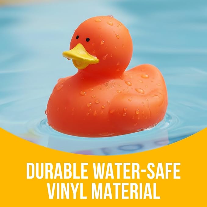 Fun Express Rubber 2" Solid Color Duckies - 12 Ducks (Orange)