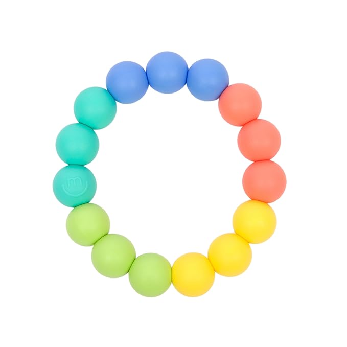 morepeas Rainbow Ring Teether | Soft, Easy Grip Unisex Teether Toy | Silicone Baby Teether Ring to Help Soothe Gums | Non-Toxic and BPA Free