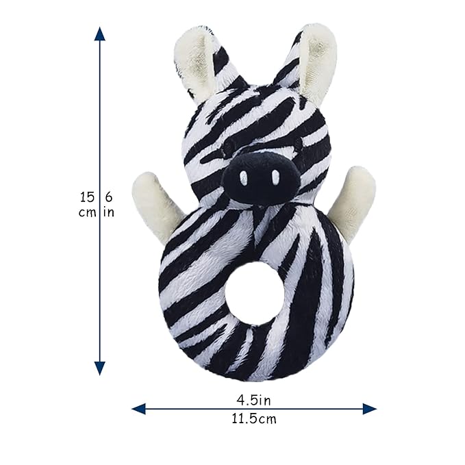 Baby Zebra Soft Rattle Toy, Zebra Plush Infant Shaker Rattle Easy-Grasp Stuffed Animal Toy, Gifts for Newborns Babies Toddlers Boys Girls, 6 Inches