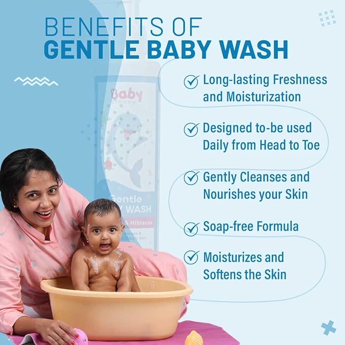 Babyorgano Baby Body Wash 200ml for Kids with Aloe Vera, Hibiscus & Neem, Cleanse Moisturize Head to Toe, All Skin Type, Paraben Free, FDCA Approved 200 ml (Pack of 1) Transparent