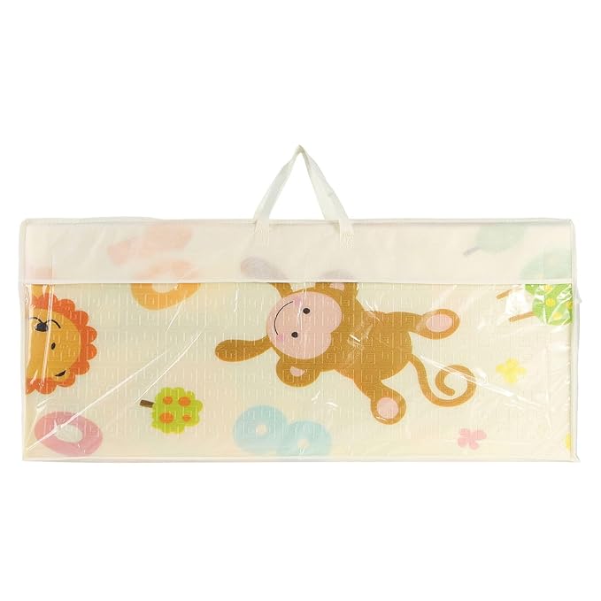 Baby Crawling Mat, Double Sided Soft Play Mat for Floor Exercise, Baby Play Mat with Animal Print Design, Non-Slip, 78 x 70 x 0.4 Inches, Gray (Monkey & Lion)
