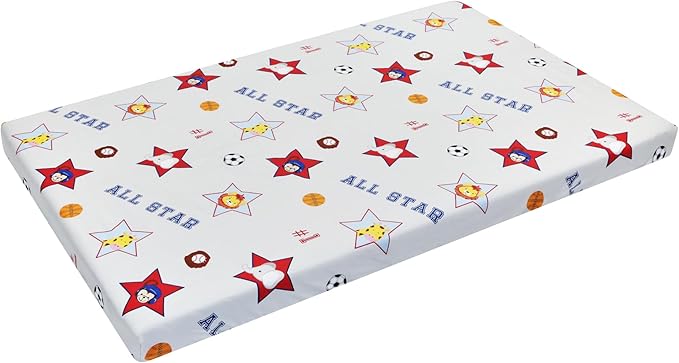 2 Pack n Play Mattress Sheets – 100% Percale Weave Cotton Soft Portable Crib Mattress Sheets for Boys with Jungle Sports and Solid Blue Design; 2 Pc Playpen Mattress or Mini Crib Sheet Fitted Set