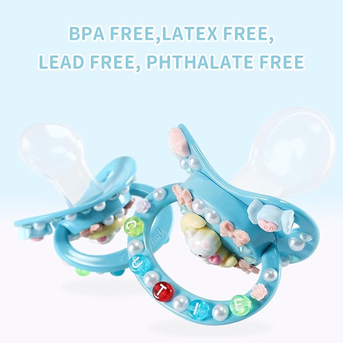CutiePlusU Adult Sized Pacifier Dummy for Adult-Big Shield DIY Handmade-Blue Moon Bear