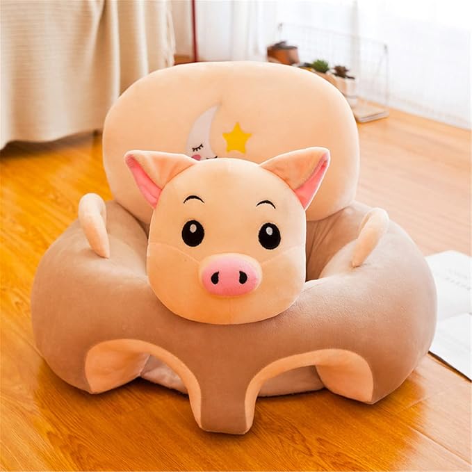 Baby Support Seat, Animal Shaped Baby Learning to Sit Chair Keep Sitting, Baby Floor Plush Lounger for 3-24 Months Baby, Piggy