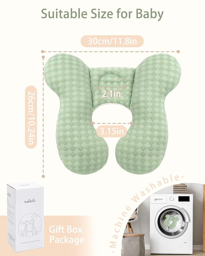 KAKIBLIN Baby Travel Pillow, Baby Neck Pillow for Car Seat, U-Shaped Head and Neck Support for Stroller Pushchair, Soft Cooling Breathable Infant Head Pillow for Newborn Toddler