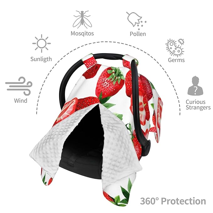 Strawberries Car Seat Covers Canopy for Baby Nursing Cover Breastfeeding Covers Infant Stroller Cover for Newborn Shower Gift