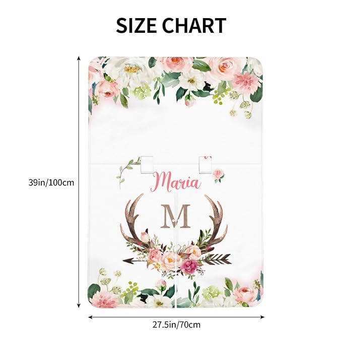 Personalized Baby Car Seat Canopy for Babies, Custom Name Car Seat Covers for Baby Girl, Antlers Deer Opening Minky Nursing Breastfeeding Cover for Infant, Carseat Canopies for Newborn