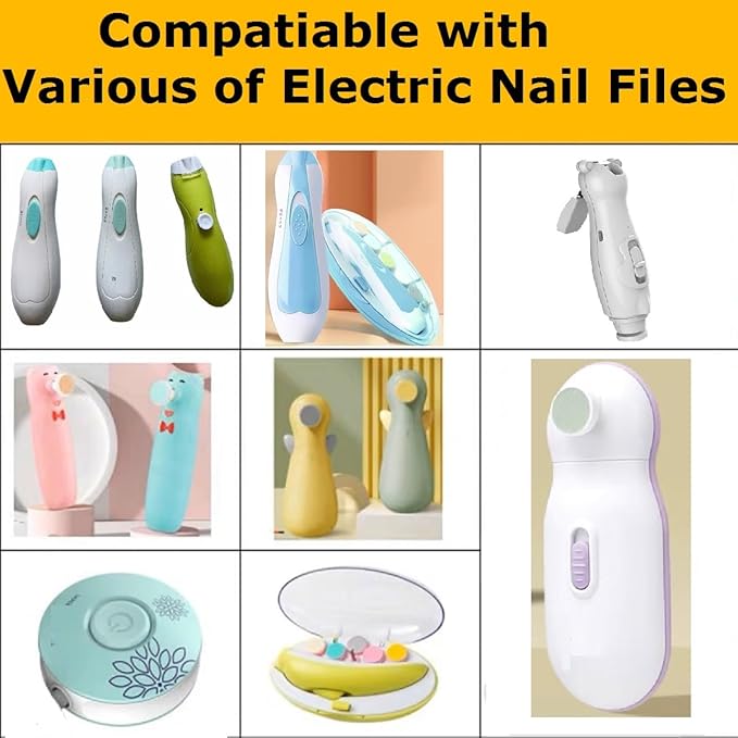 Baby Nail File Replacement Heads, Safe Electric Nail Trimmer Pads Refills Grinder Buffer Attachments Nail Care Filer Tool for Newborn Infants Toddlers Kids 6+ Months Up 6 Pack Blue