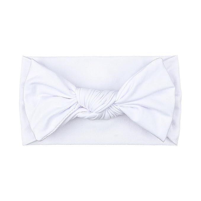 LemonSpce Handmade Baby Head wrip with Bows Stretchy Soft Infant Comfortable Baby Bow for Newborn girls and boys,Toddler-Trendy Designs Classic colors Hair Accessories(White)