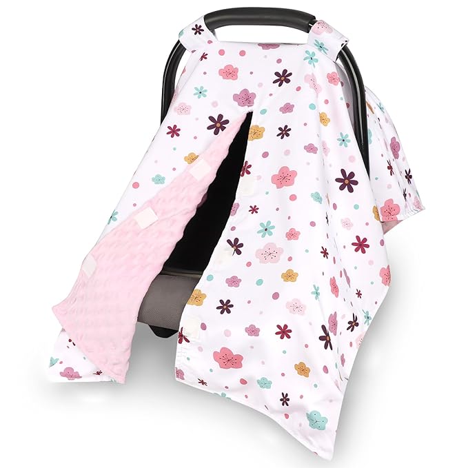 Pea Pod Car Seat Cover for Baby, Infant Carseat Cover with Peekaboo Opening Design Car Seat Canopy Cover, Nursing Cover for Baby Boys Girls (Floral)