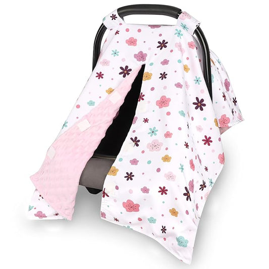 Pea Pod Car Seat Cover for Baby, Infant Carseat Cover with Peekaboo Opening Design Car Seat Canopy Cover, Nursing Cover for Baby Boys Girls (Floral)