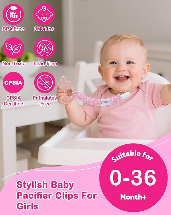 ALVABABY Pacifier Clips 8 Pack Pacifier Binky Paci Holder Leashes for Teethers 8DP23A