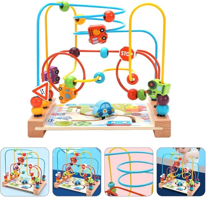 Alasum Ocean-Themed Wooden Bead Maze Toy for Toddlers Ages 1-5 - Montessori Educational Activity Center for Fine Motor Skills and Sensory Learning - Colorful Bead Puzzle and Sequencing Toy for Kids
