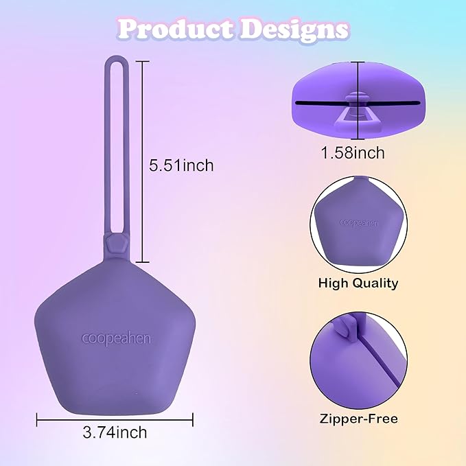 Pacifier Holder Case, Large Capacity Portable Pacifier Storage Case, 100% Food Grade Silicone Pacifier Holder，BPA Free, 2Pcs(Pink&Purple)