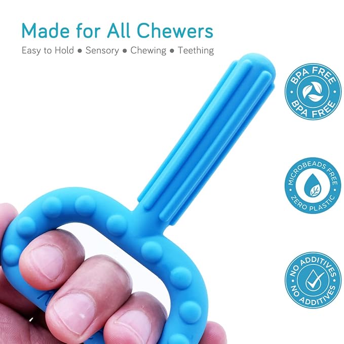Hand-Held Sensory Chew Toys for Autistic Children, Chew Sticks Alt. to Chew Necklaces for Sensory Kids, Oral Motor Stimulation, ADHD, SPD (Medium Firm - Normal Chewer)