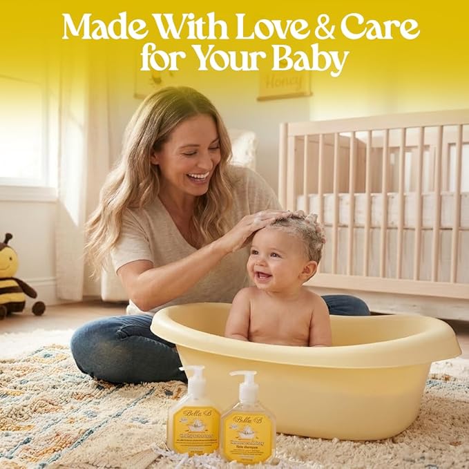 BELLA B Bundle Bee Gone Cradle Cap Shampoo & Healthy Hair Scalp Cradle Cap Treatment & Conditioner 8oz, Baby Cradle Cap Kit Enriched with Aloe Vera & Organic Extracts Oil | Paraben & Sulfate Free