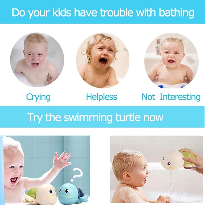 Baby Bath Toys-Wind up Turtle Bathtub Toys,Toy for Babies 6-12 Months Floating Swimming Turtles for Boys Girls,Baby Shower Bathtime Fun Pool Toys for Toddlers,Gift for 1 2 3 4 Year Old Boys Girls