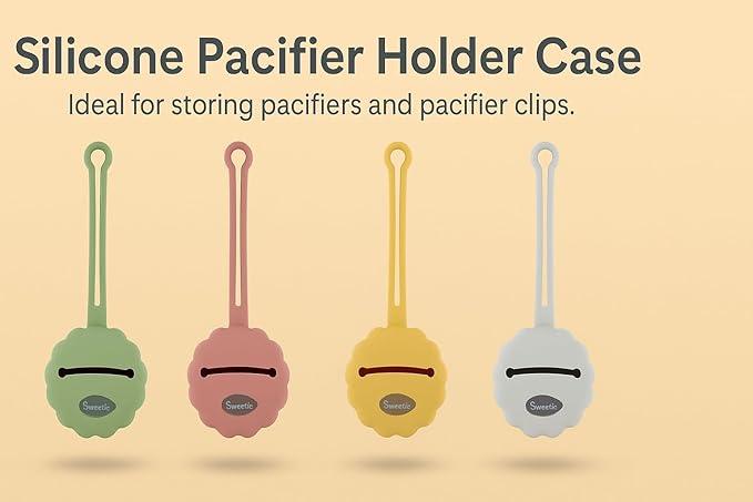 Sweetie Silicone Pacifier Holder Case, Pacifier Container Fits Pacifiers & Pacifier Clip, Portable for Travel Outdoor Activities, Sun Flower, Lion Shape, 1 Piece (Yellow)