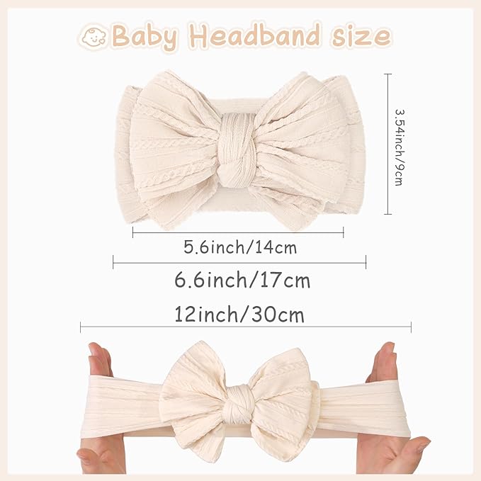 CÉLLOT 6 Pcs Baby Bows Headbands Nylon Hairbands Baby Girl Bows Hair Accessories for Newborn Infant Toddler Essentials (Nature Color Series)