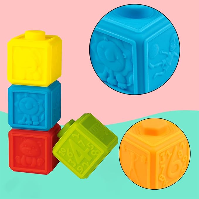 Stacking Blocks Toy for Baby 1-3 Years Preschool Educational Montessori Toys for Baby Gifts 1 2 3 Years Old