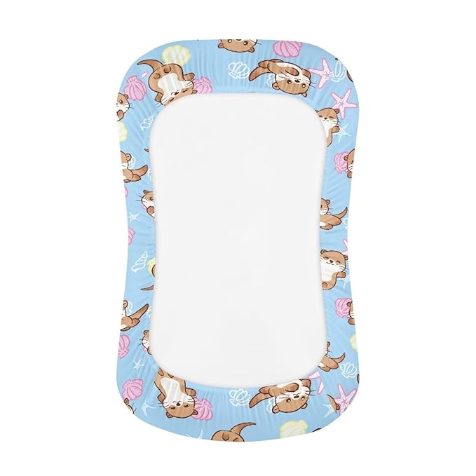 Sea Otter Longer Pillow Covers for Baby Boys and Girls Starfish Shells Baby Lounger Cover Soft Comfortable Newborn Infant Nest Slipcover 31.5 X 21.3 Inch