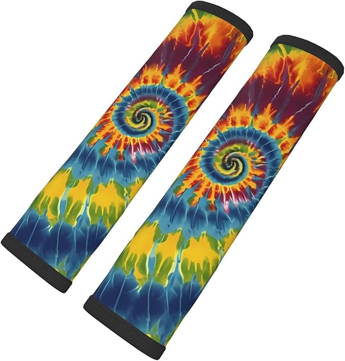 Tribal Ethnic Tie Dry Spiral Colorful Seat Belt Cover Fits Cars Trucks SUV Sedans Air Permeability Car Seatbelt Strap Cover, Auto Interior Accessories Protector