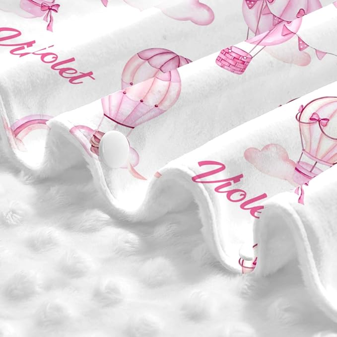 Personalized Baby Car Seat Canopy for Baby Girls, Custom Name Hot Air Balloons Baby Car Seat Covers for Babies, Opening Minky Nursing Breastfeeding Cover for Infant, Carseat Canopies for Newborn