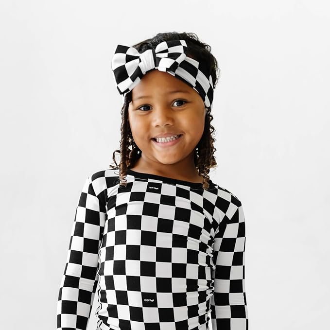 Little Sleepies Luxe Bow Headband, Checks