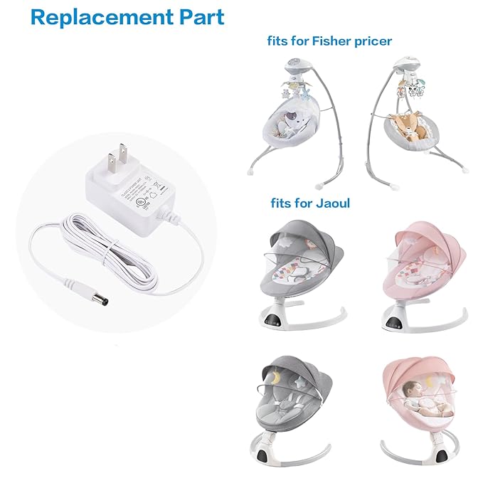CSDWELL 6V Cord for Baby Swing Compatible with Maxi COSI,Fisher Price,Ingenuity,Queerick,Harppa,Gopanda,Larex,Kidsview,Riviplou,Daming,Yhpoylp,Soobaby,Ixdregan,Bolilong,Dream On Me Swing Charger