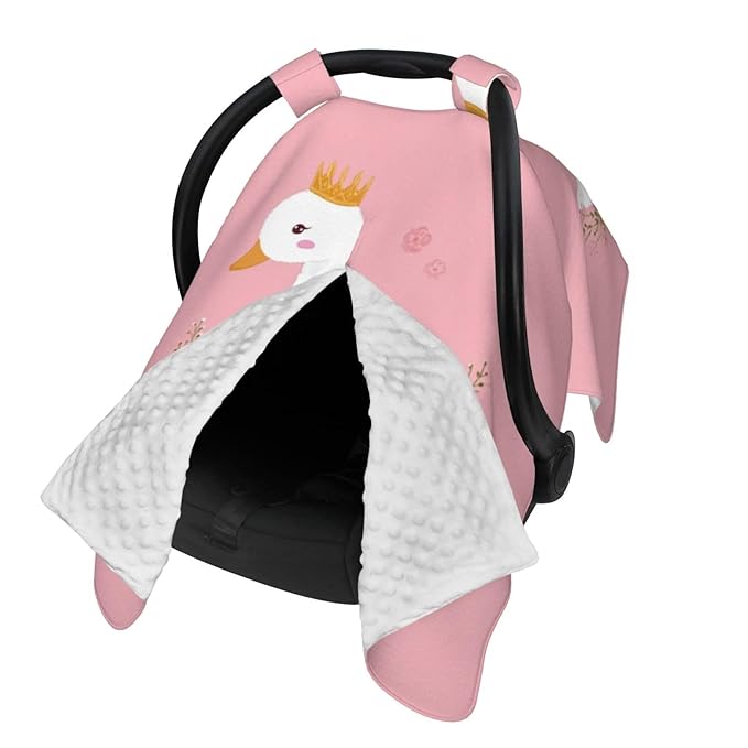 KiuLoam Cute Swan Floral Baby Car Seat Canopy, Nursing Cover Breastfeeding Scarf, Stretchy Soft Breathable Infant Carseat Cover for Babies Boys Girls