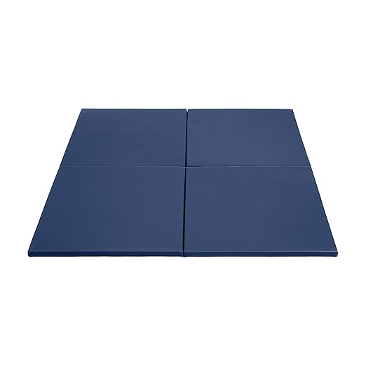 ECR4Kids SoftZone Play Patch Activity Mat Squares, Modular Playmat, Navy, 4-Pack