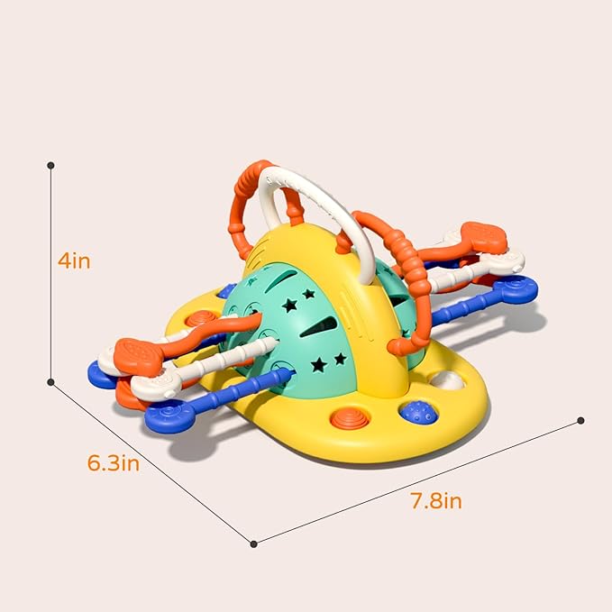 VoMii High Chair Toys with Suction Cup, Montessori Sensory Toys for 1 Year Old Fine Motor Skills,Food Grade Silicone Pull String Activity Gift for Baby Infant Toddlers