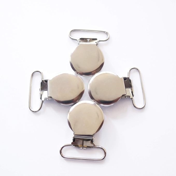 1" Pacifier Suspender Clips, Pacifier Clips with Plastic Teeth Insert to Protect Fabric Perfect for Crafts Making Pacifier Holders/Bib/Dummy Holder Clip Silver (20pcs)